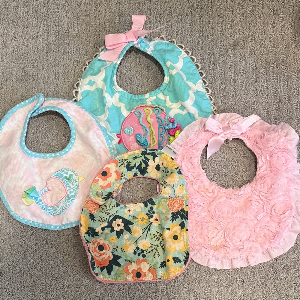 Floral and Fish Patterned Baby Bib Set